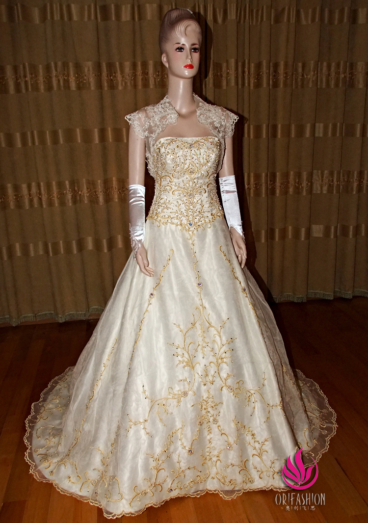 Orifashion HandmadeReal Custom Made Embroidery Wedding Dress RC1